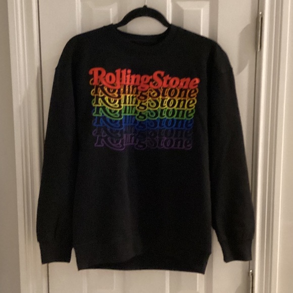 Rolling Stone Magazine Black Sweatshirt w/ Multicolor Logo - Picture 1 of 6